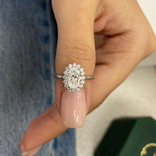 Stunning 1.0 CT Oval Cut Moissanite Engagement Ring with Halo Design 1