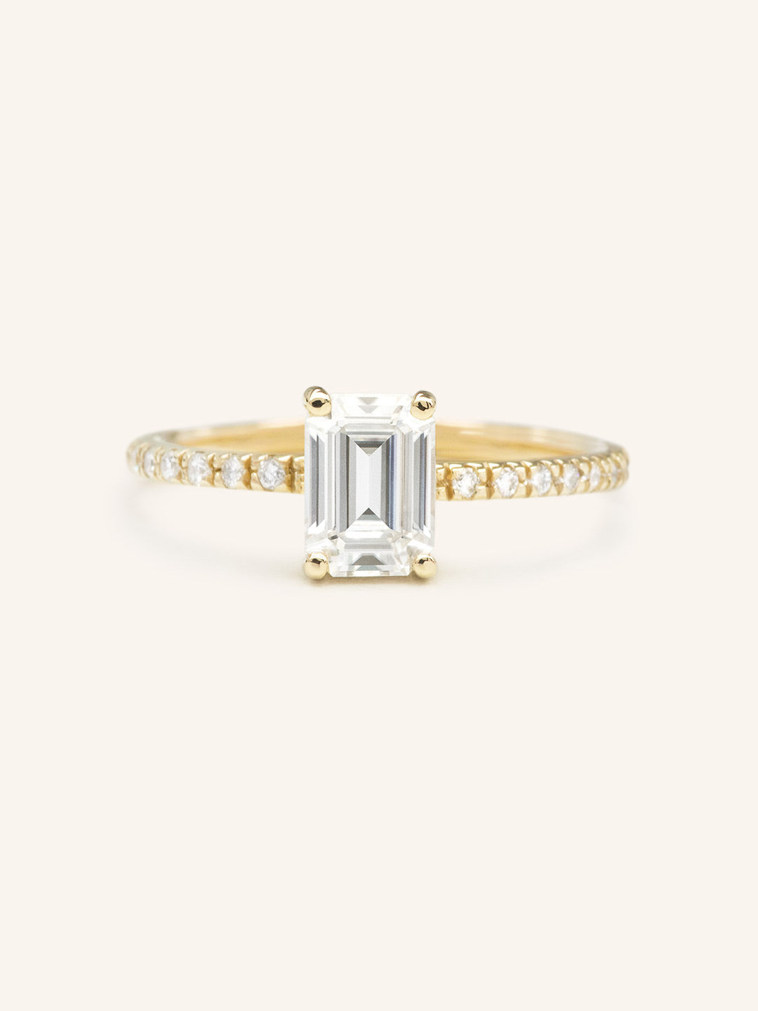 Stunning 1.5 CT Emerald Moissanite Engagement Ring with Pave Design 1