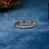 0.2 TCW Emerald & Round Cut Moissanite Bridal Wedding Band 6