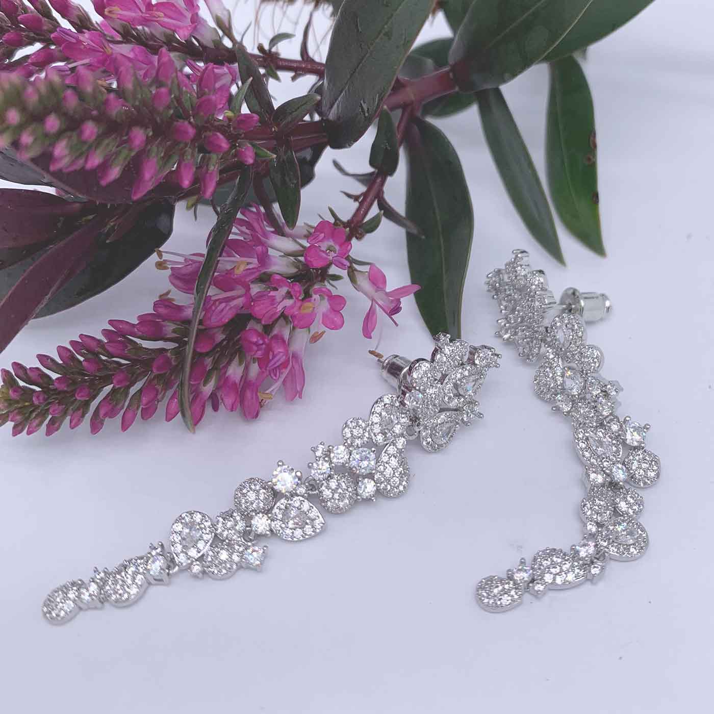 Round Cut Cubic Zirconia in 925 Sterling Silver Earrings 5