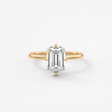 Emerald Solitaire Lab Grown Diamond Engagement Ring