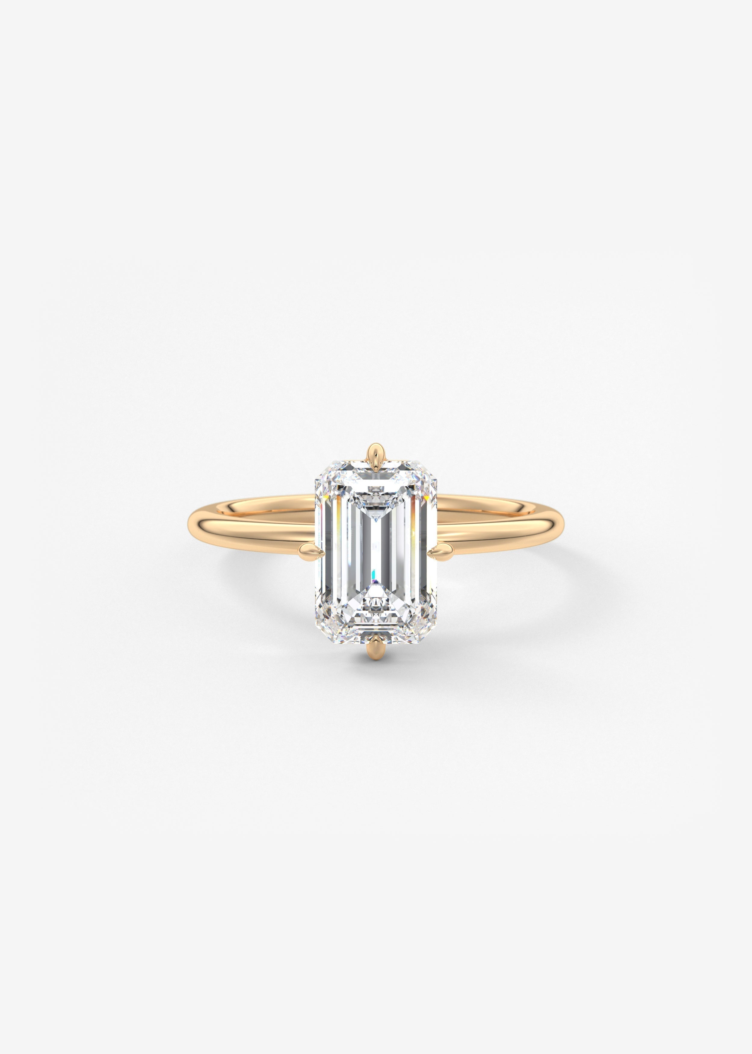 Emerald Solitaire Lab Grown Diamond Engagement Ring