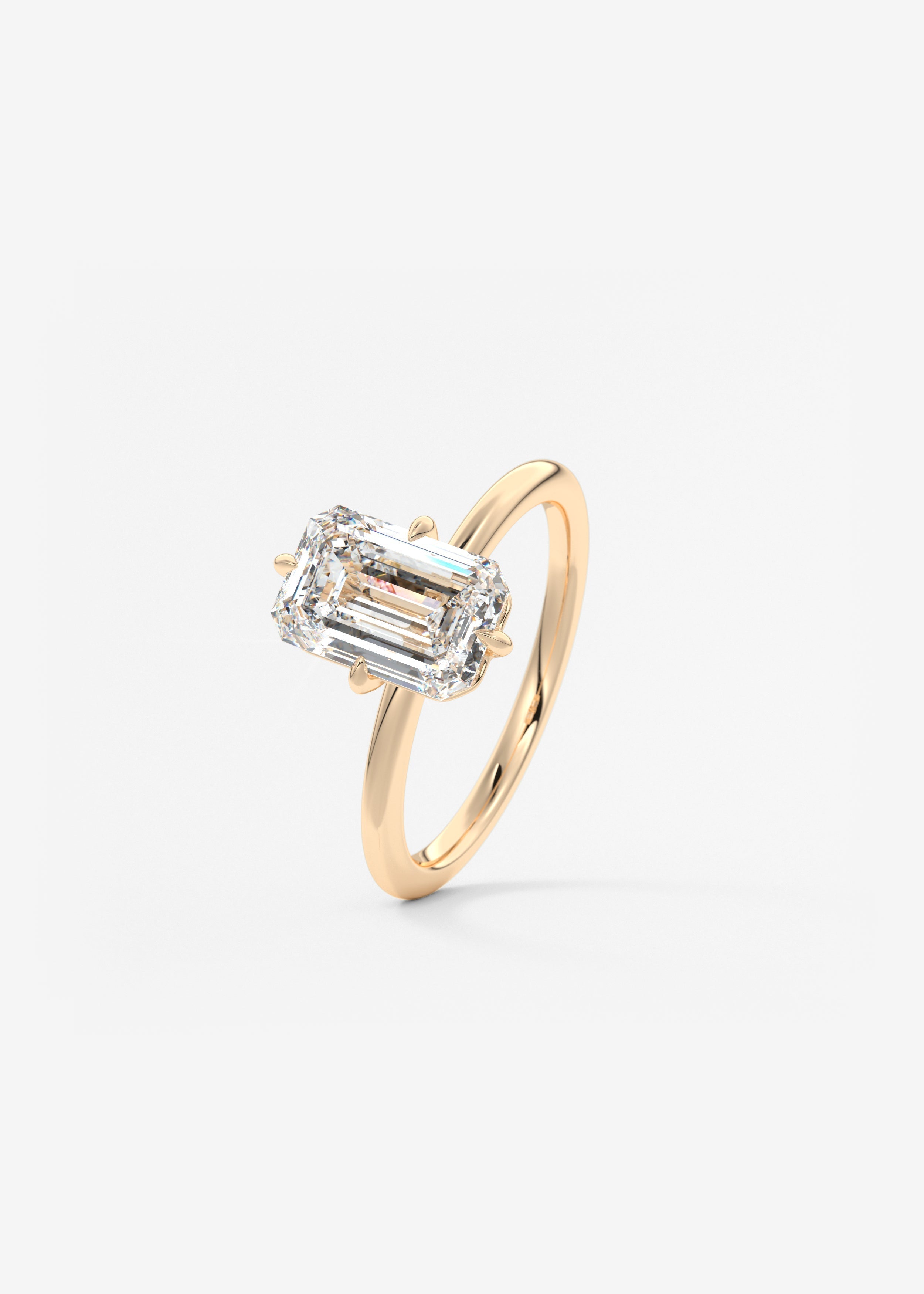 Emerald Solitaire Lab Grown Diamond Engagement Ring