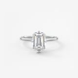 Emerald Solitaire Lab Grown Diamond Engagement Ring