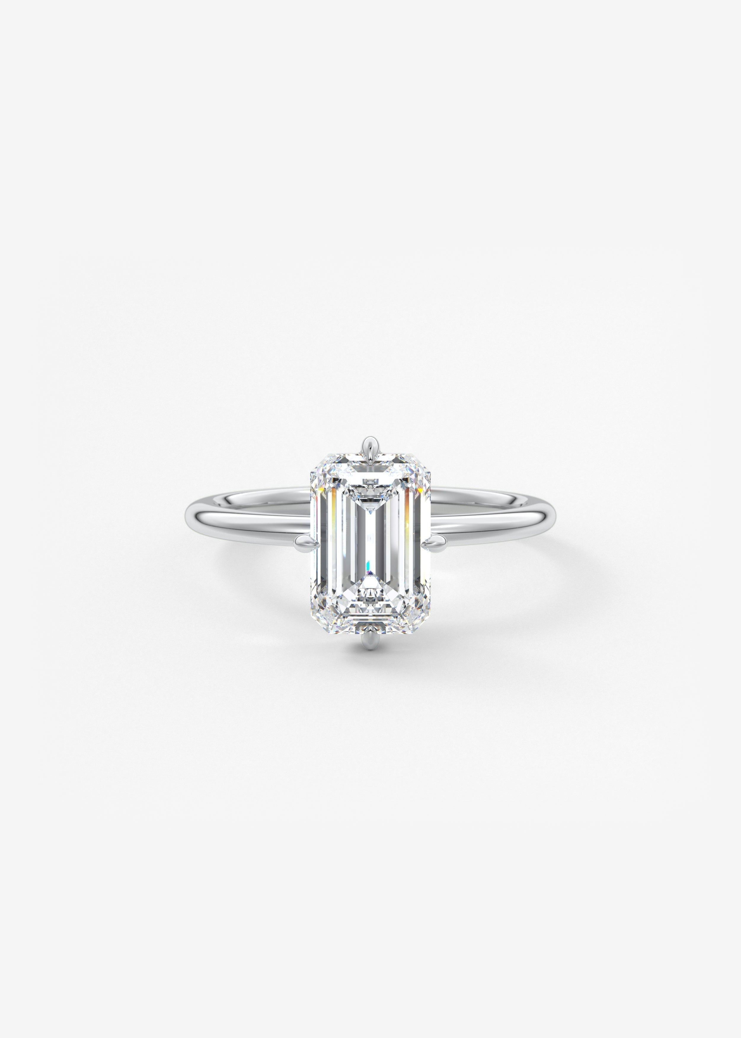 Emerald Solitaire Lab Grown Diamond Engagement Ring