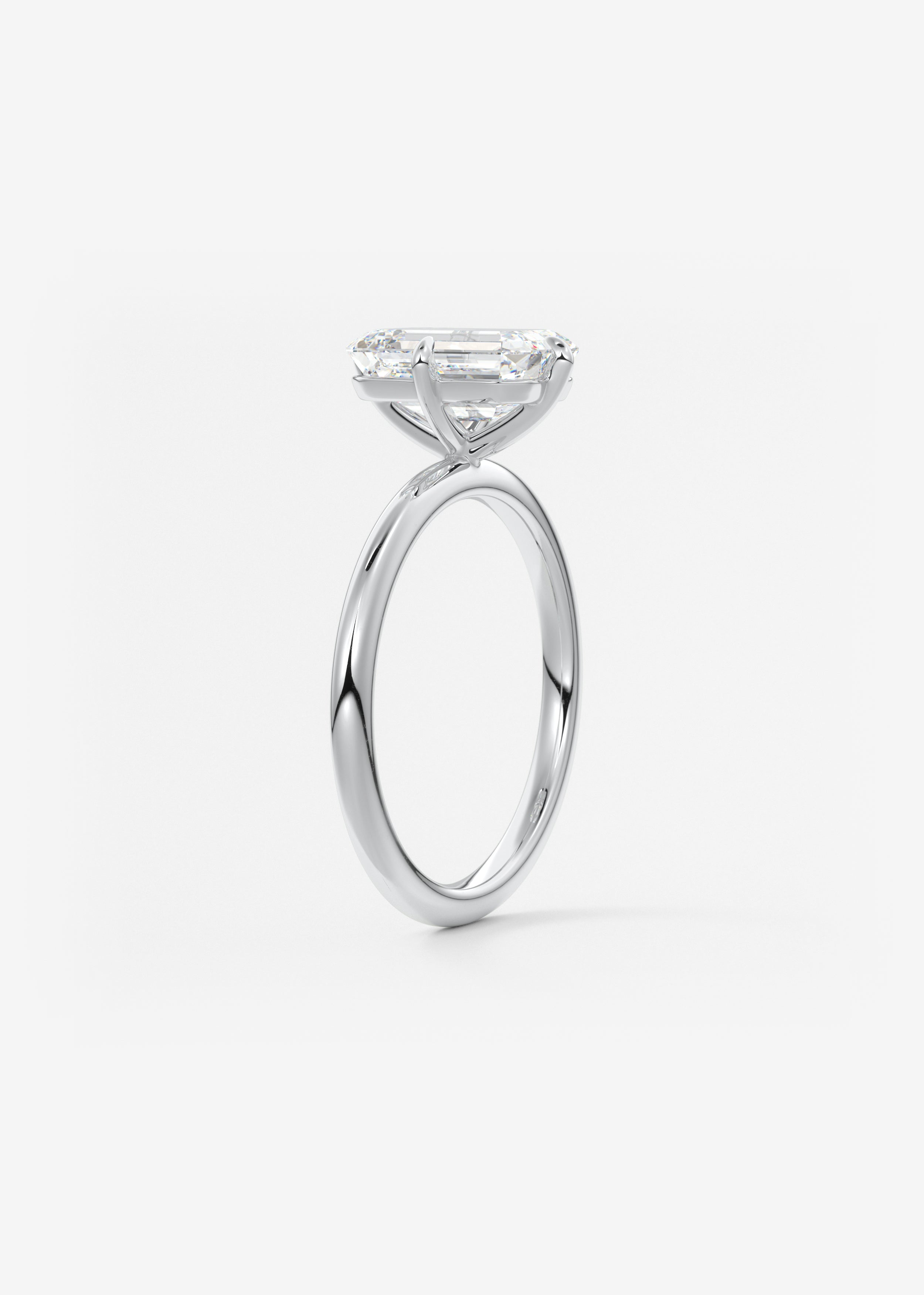 Emerald Solitaire Lab Grown Diamond Engagement Ring