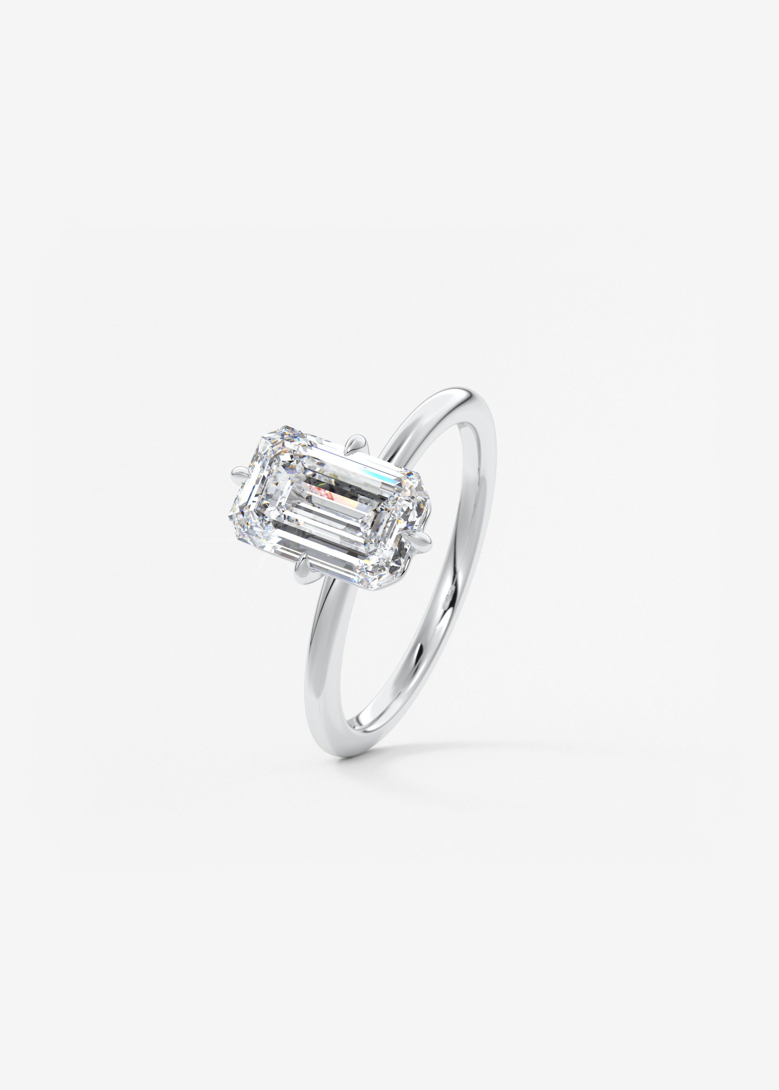 Emerald Solitaire Lab Grown Diamond Engagement Ring