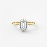 Emerald Solitaire Lab Grown Diamond Engagement Ring