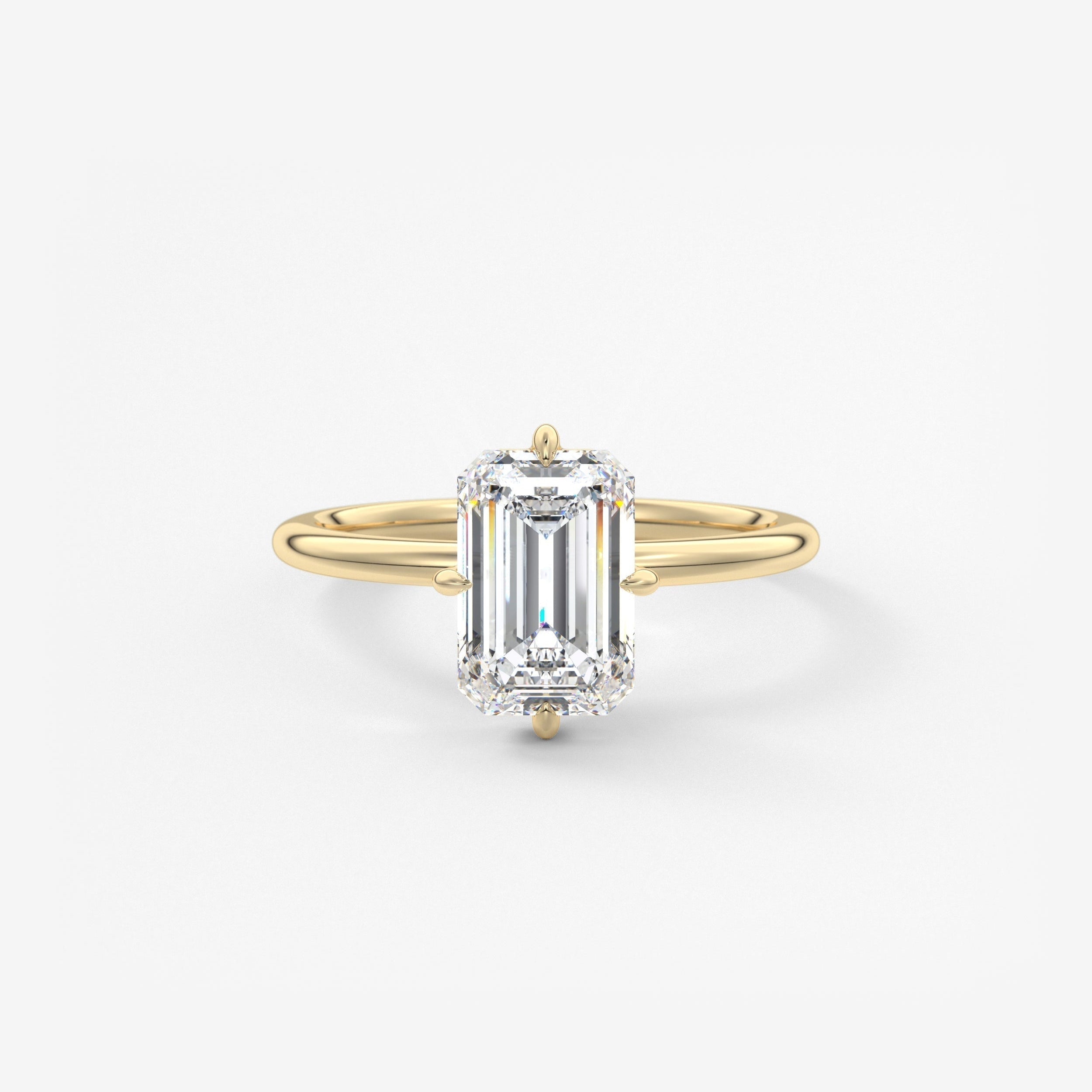 Emerald Solitaire Lab Grown Diamond Engagement Ring