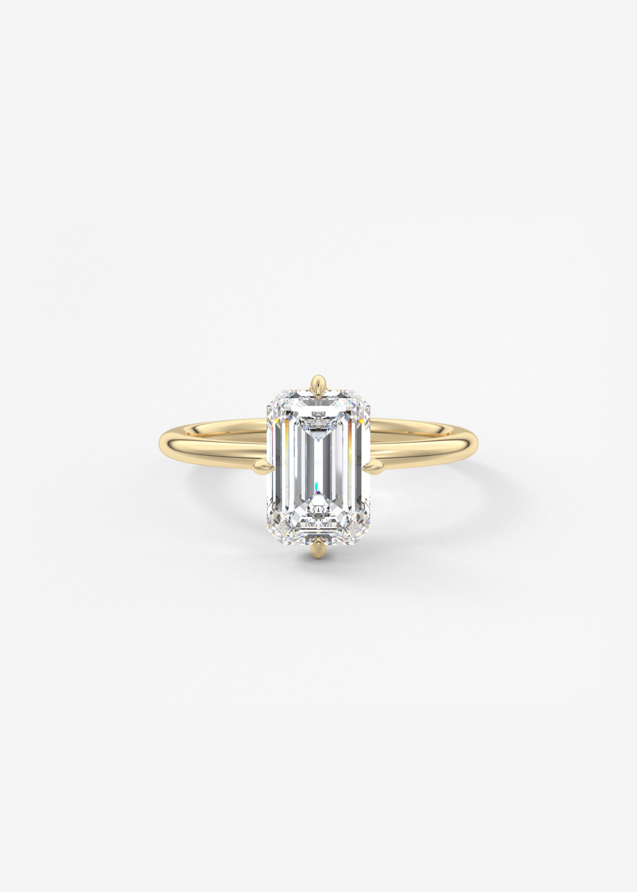 Emerald Solitaire Lab Grown Diamond Engagement Ring