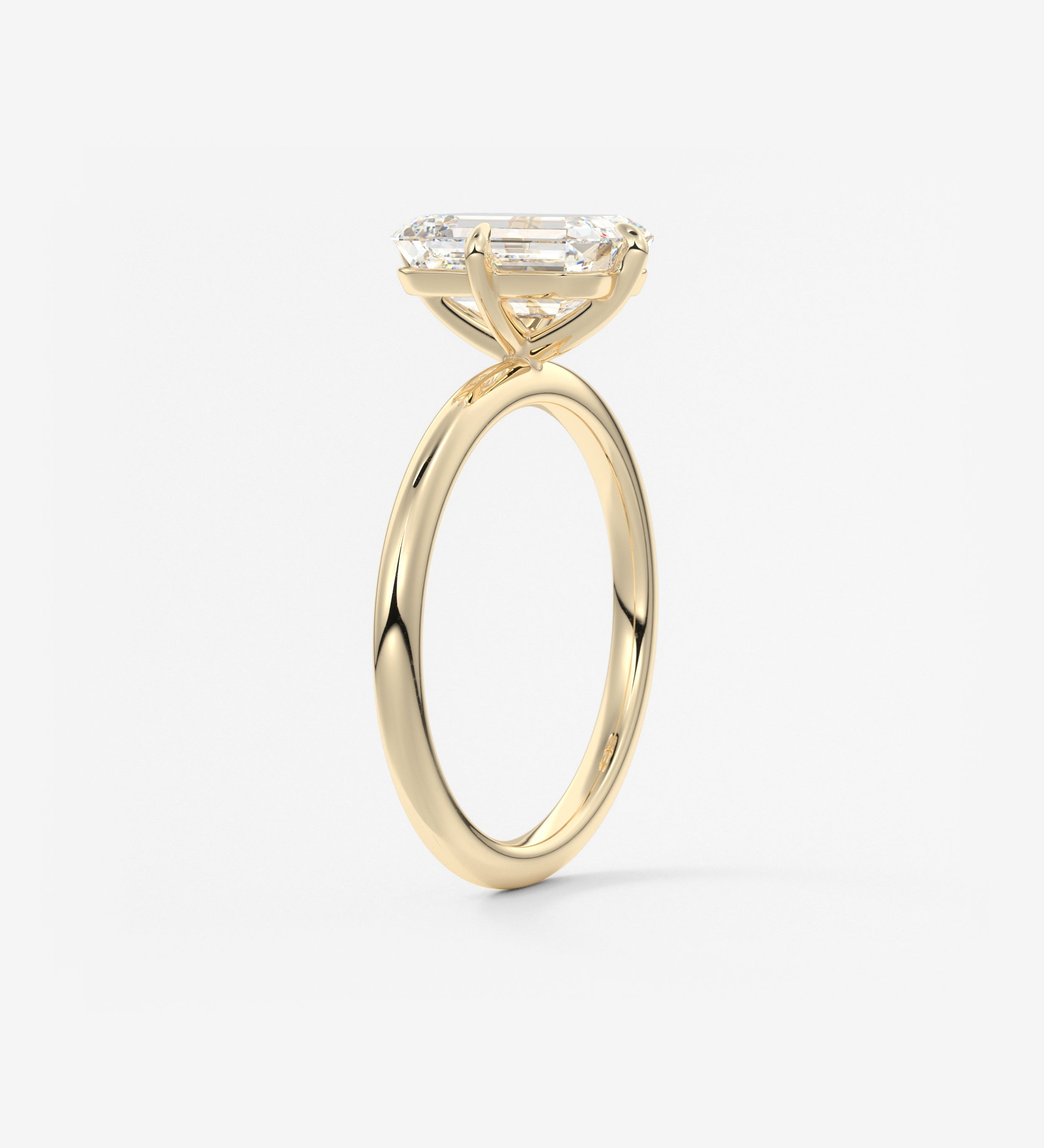 Emerald Solitaire Lab Grown Diamond Engagement Ring
