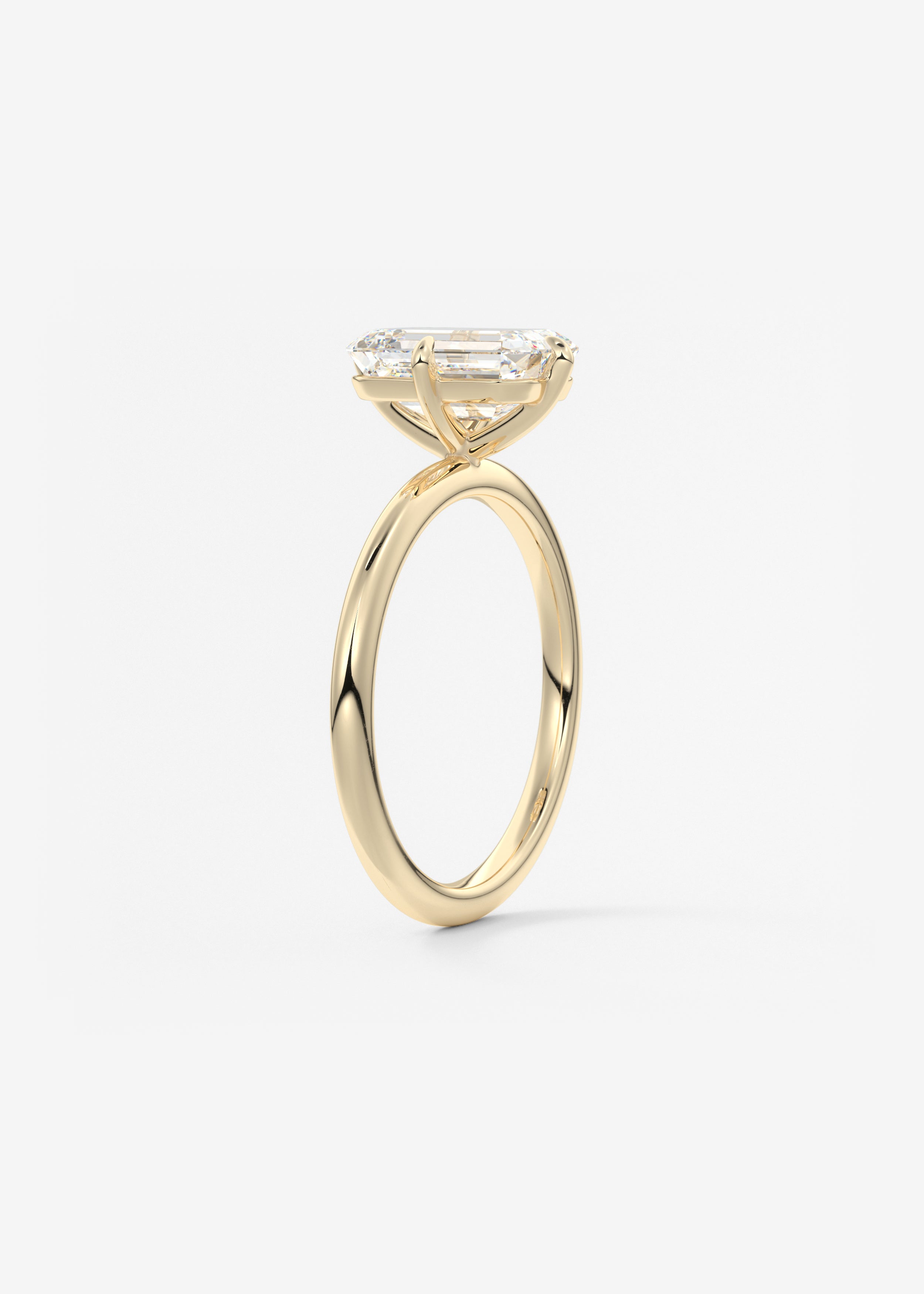 Emerald Solitaire Lab Grown Diamond Engagement Ring