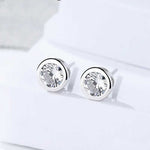 Round Cut Cubic Zirconia in 925 Sterling Silver Earrings 4