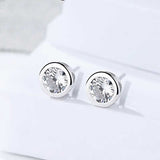Round Cut Cubic Zirconia in 925 Sterling Silver Earrings 4