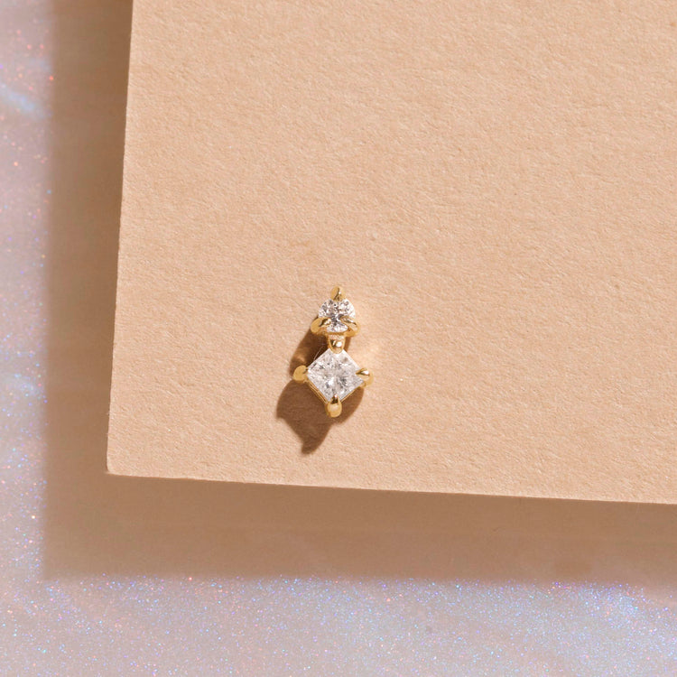 0.20 TCW Round Cut Moissanite Two Stone Earrings in Gold 5