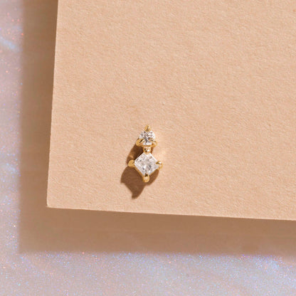 0.20 TCW Round Cut Moissanite Two Stone Earrings in Gold 5
