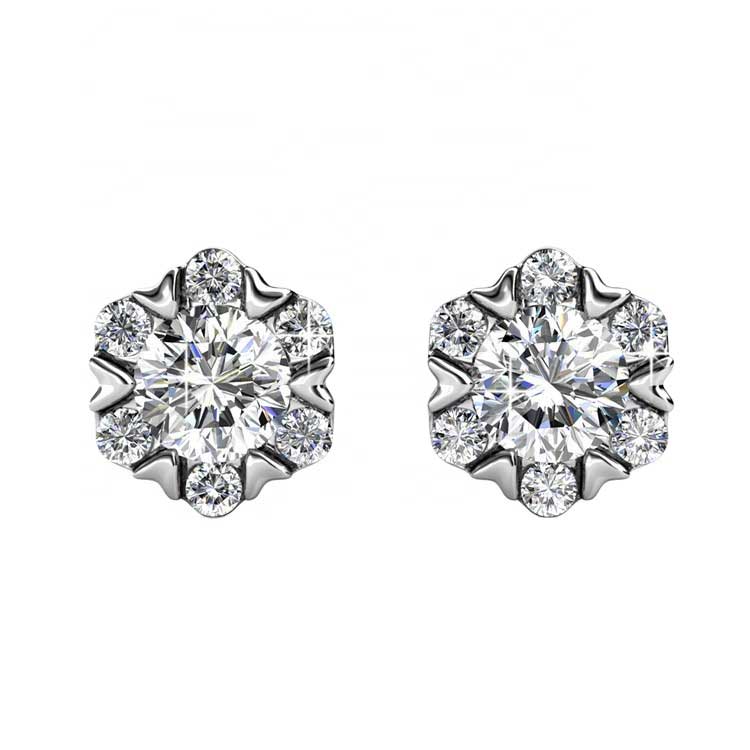 Round Cut Cubic Zirconia in 925 Sterling Silver Earrings 3