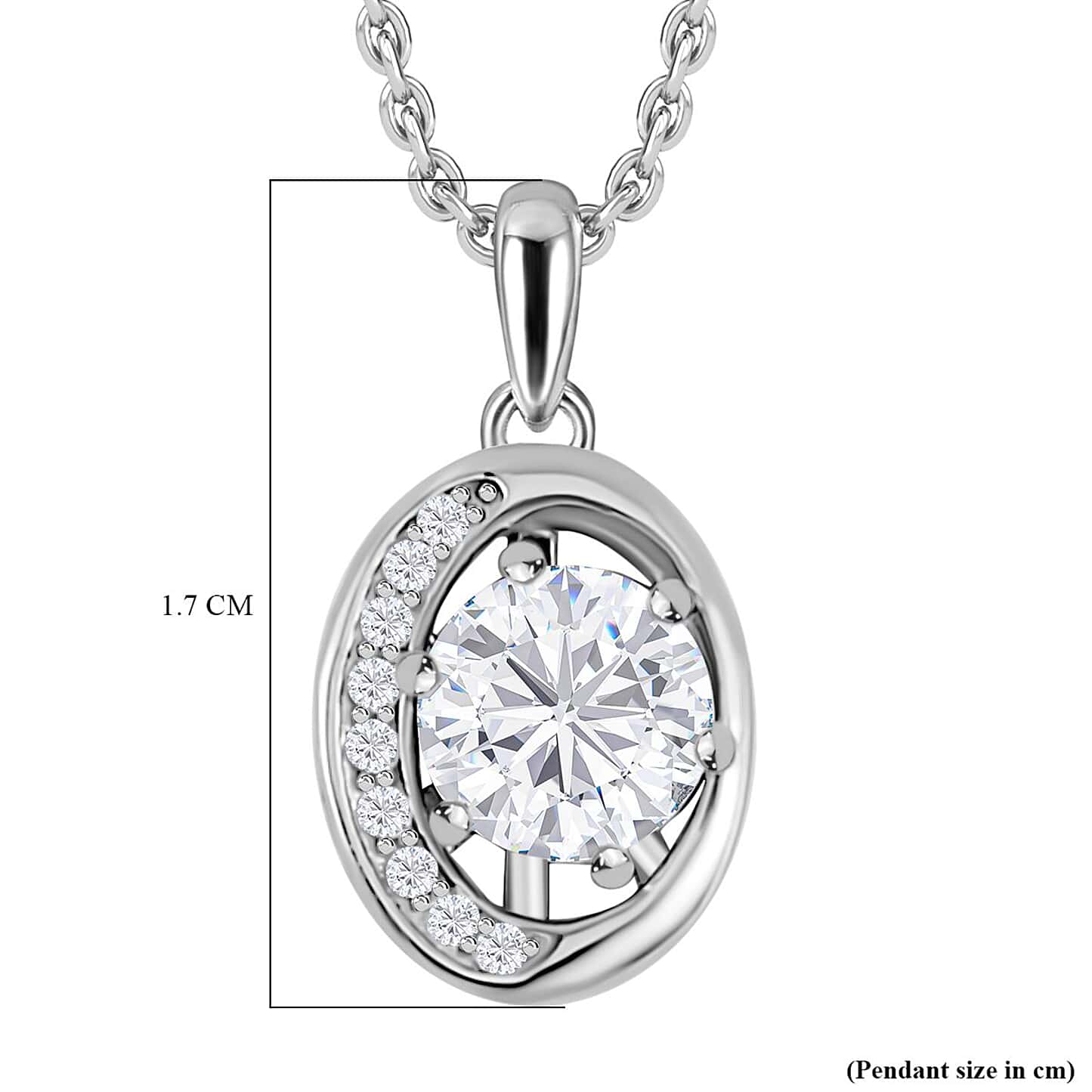 Round Cut Cubic Zirconia in 925 Sterling Silver Necklace 6