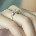 Stunning 1.0 CT Cushion Moissanite Engagement Ring with Double Halo and Pave Design 8