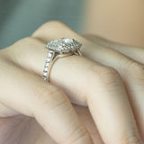 Stunning 1.0 CT Cushion Moissanite Engagement Ring with Double Halo and Pave Design 8