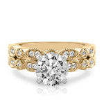 Stunning 0.50-1.50 CT Round Moissanite Engagement Ring with Two Tone & Milgrain Pave Design 2