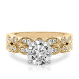 Stunning 0.50-1.50 CT Round Moissanite Engagement Ring with Two Tone & Milgrain Pave Design 2