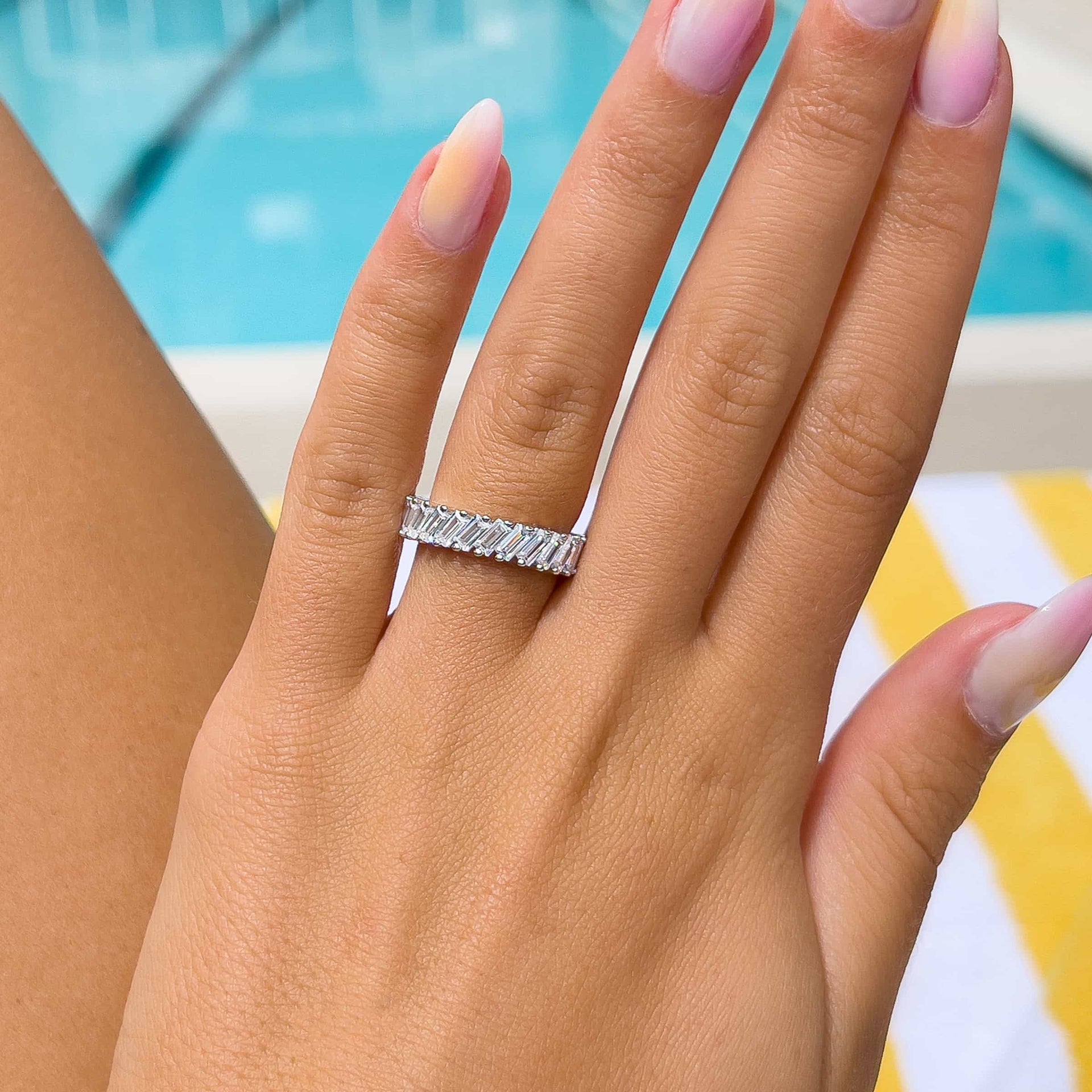 Stunning 0.5 TCW Baguette Moissanite Stones Artemis Wedding Bands 8