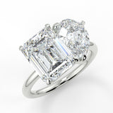 Stunning 3.88 TCW Emerald & Pear Moissanite Engagement Ring with Two Stone Design 5