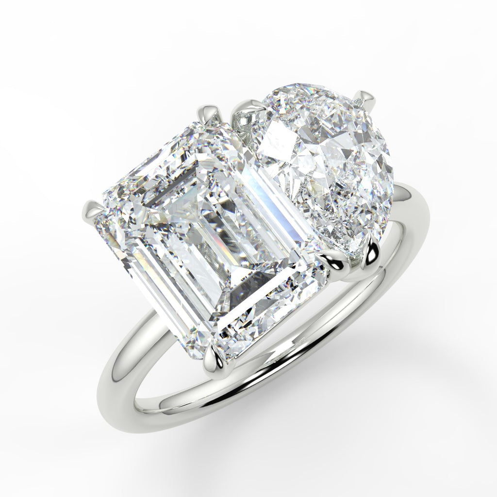 Stunning 3.88 TCW Emerald & Pear Moissanite Engagement Ring with Two Stone Design 5