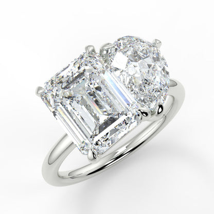 Stunning 3.88 TCW Emerald & Pear Moissanite Engagement Ring with Two Stone Design 5