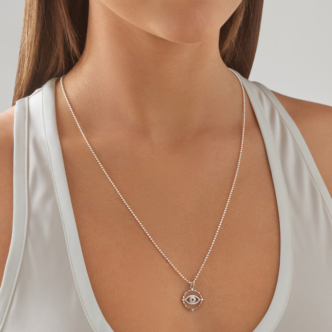 Round Cut Cubic Zirconia in 925 Sterling Silver Necklace 2