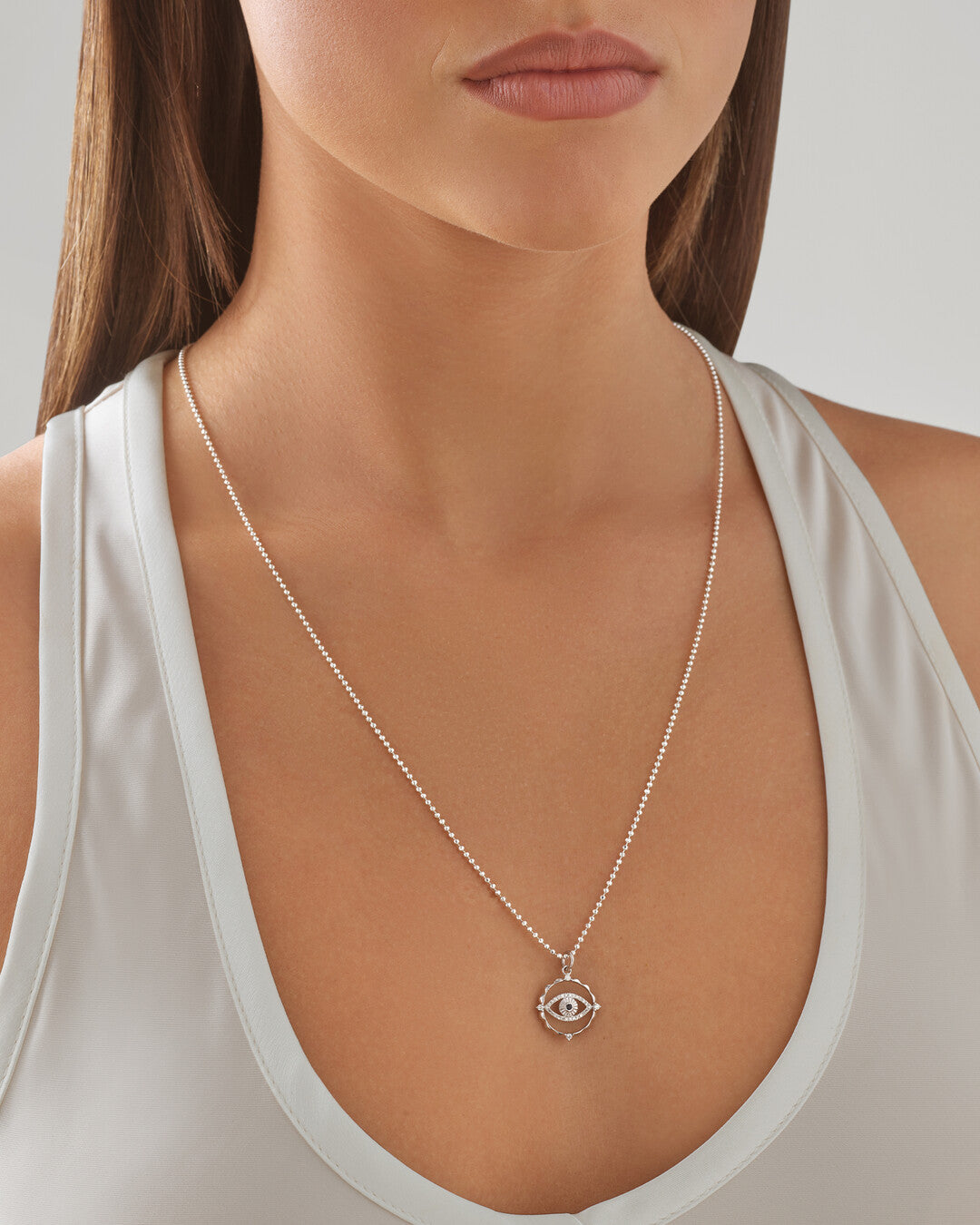 Round Cut Cubic Zirconia in 925 Sterling Silver Necklace 2