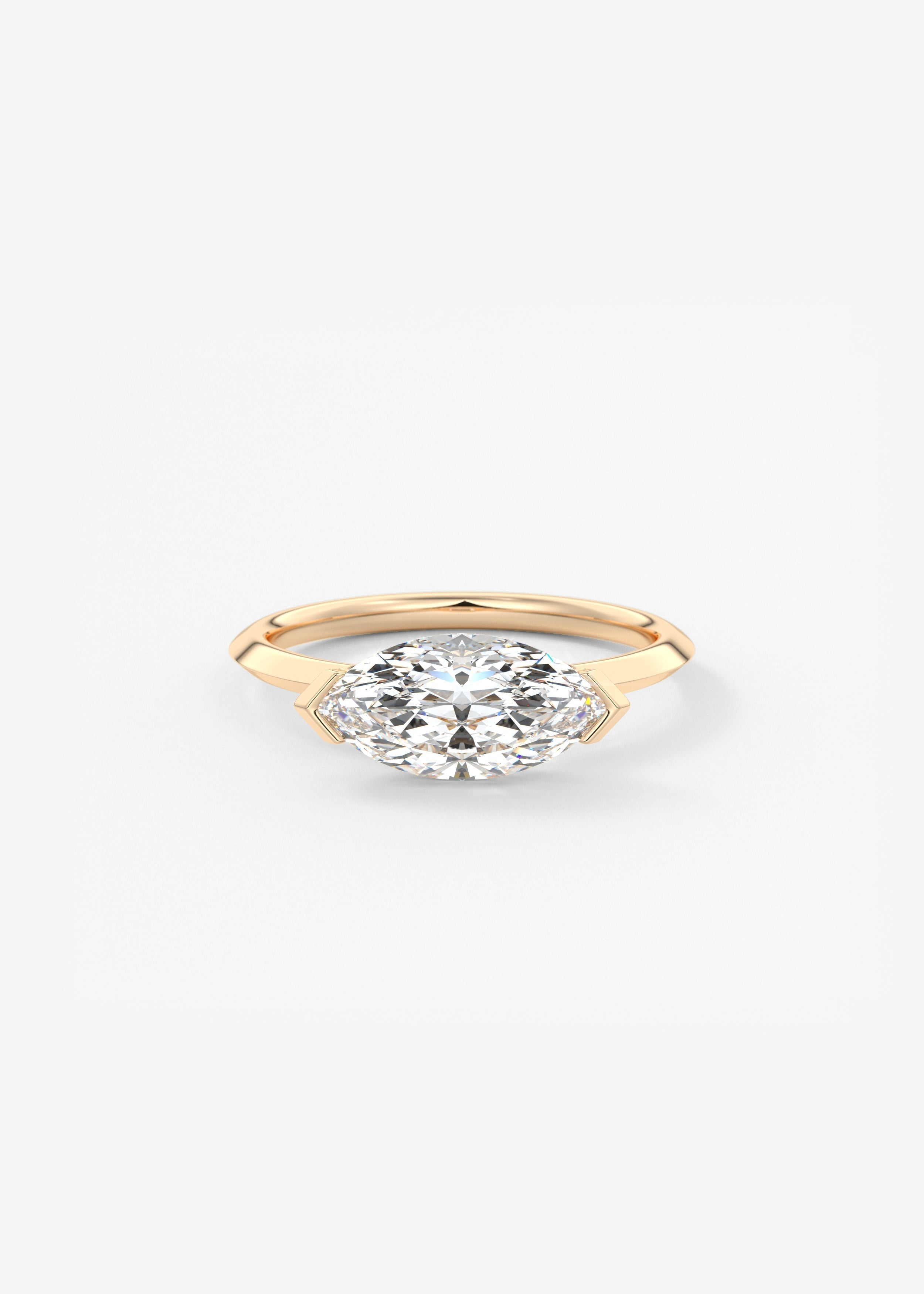 Marquise East West Half Bezel Lab Grown Diamond Engagement Ring