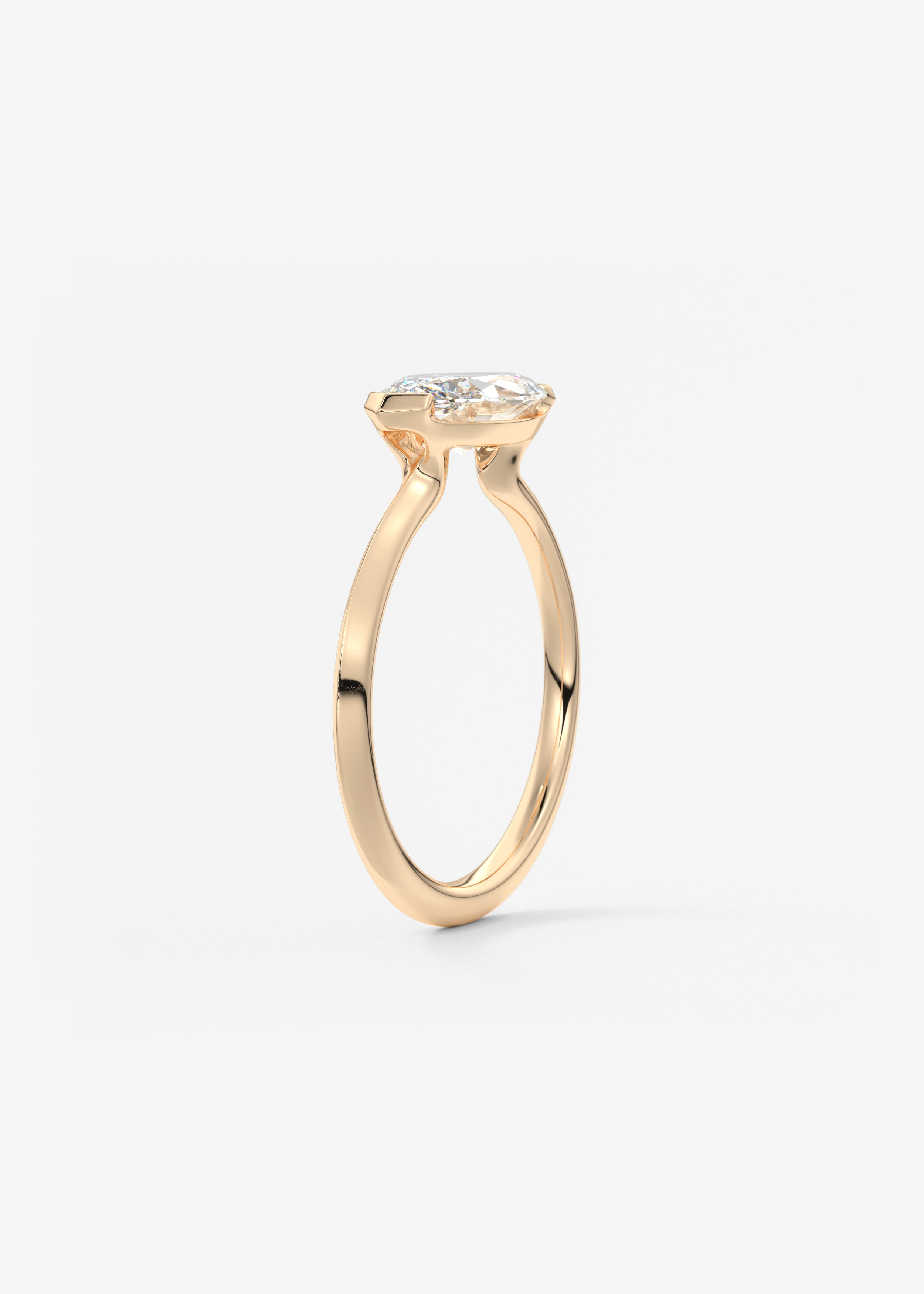 Marquise East West Half Bezel Lab Grown Diamond Engagement Ring