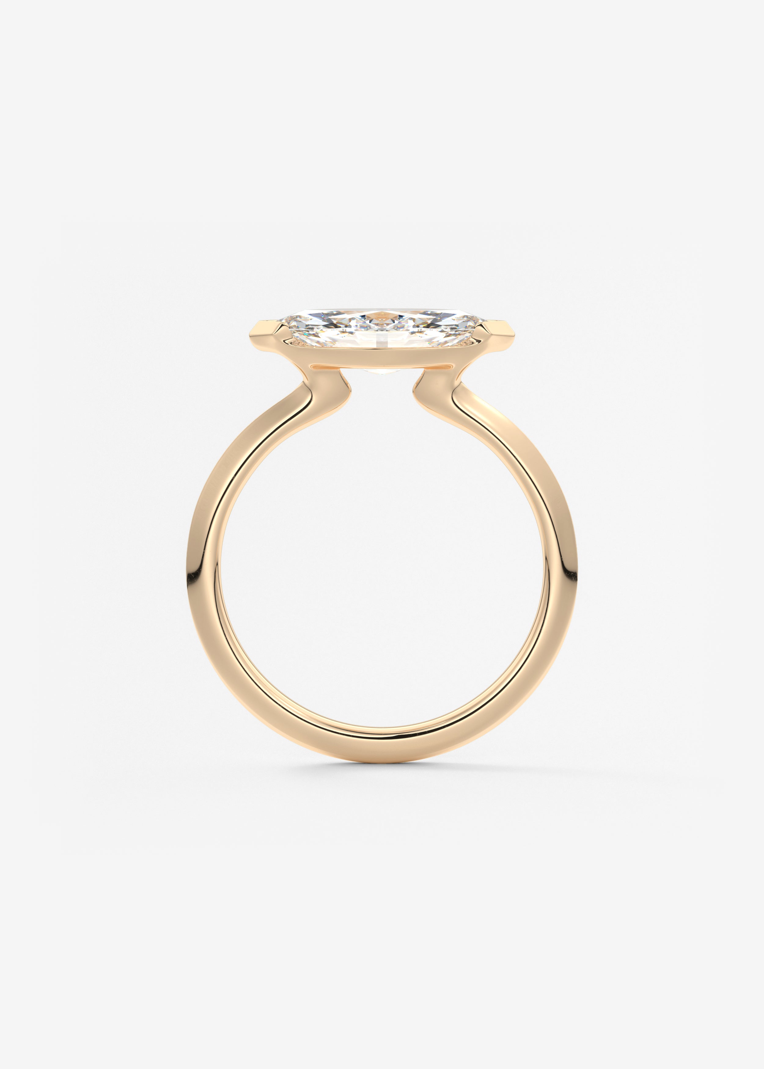 Marquise East West Half Bezel Lab Grown Diamond Engagement Ring