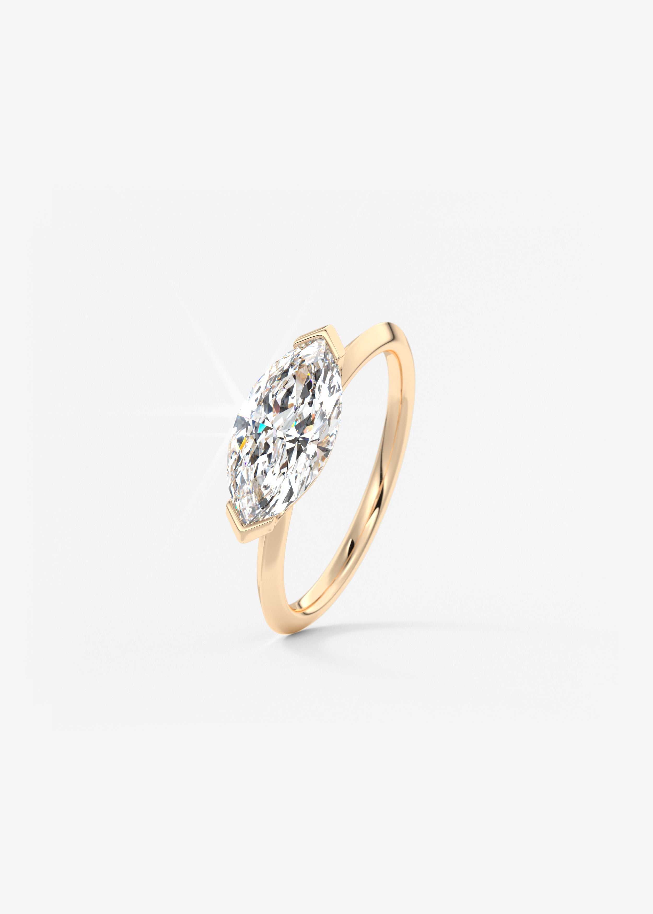 Marquise East West Half Bezel Lab Grown Diamond Engagement Ring