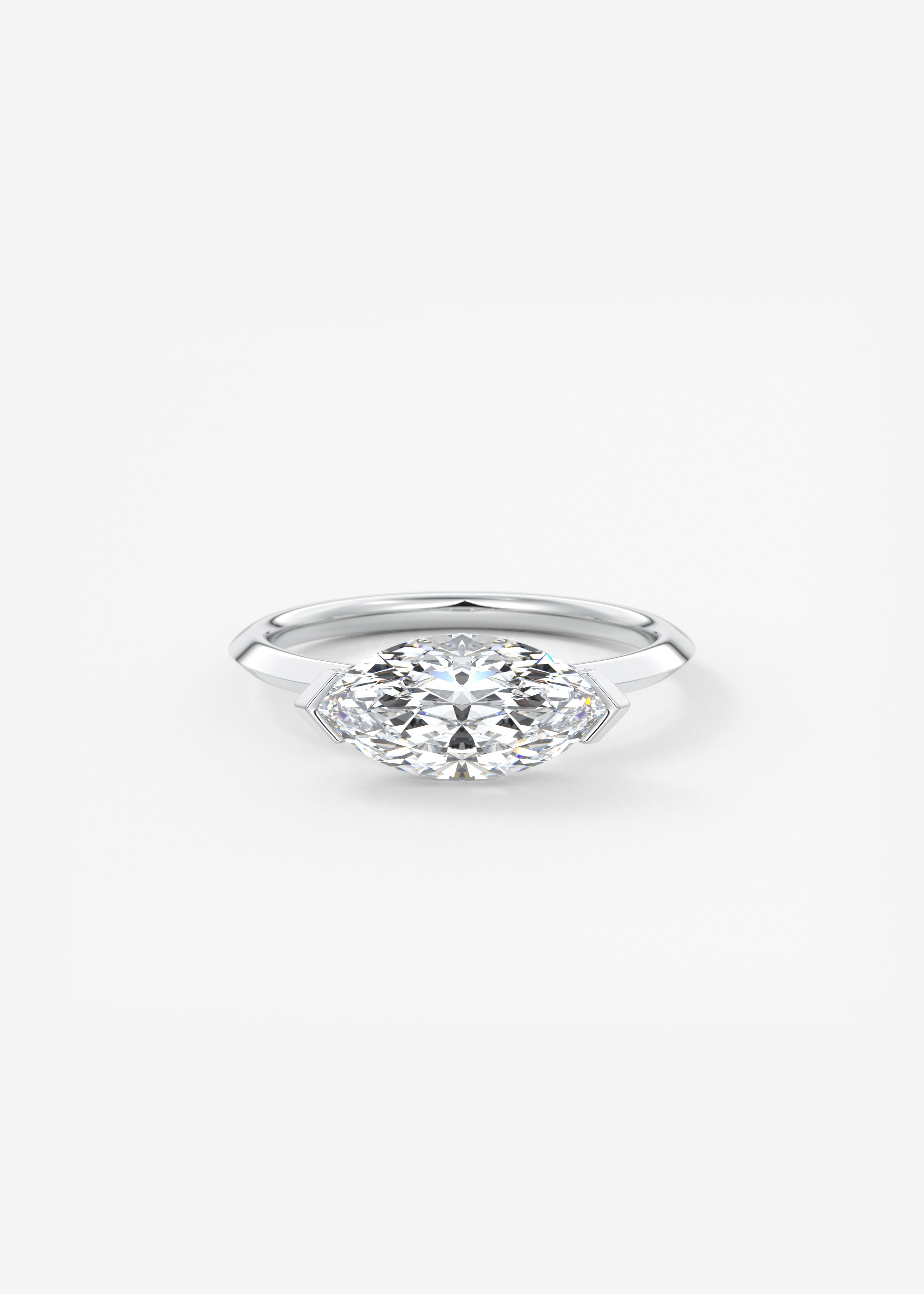 Marquise East West Half Bezel Lab Grown Diamond Engagement Ring
