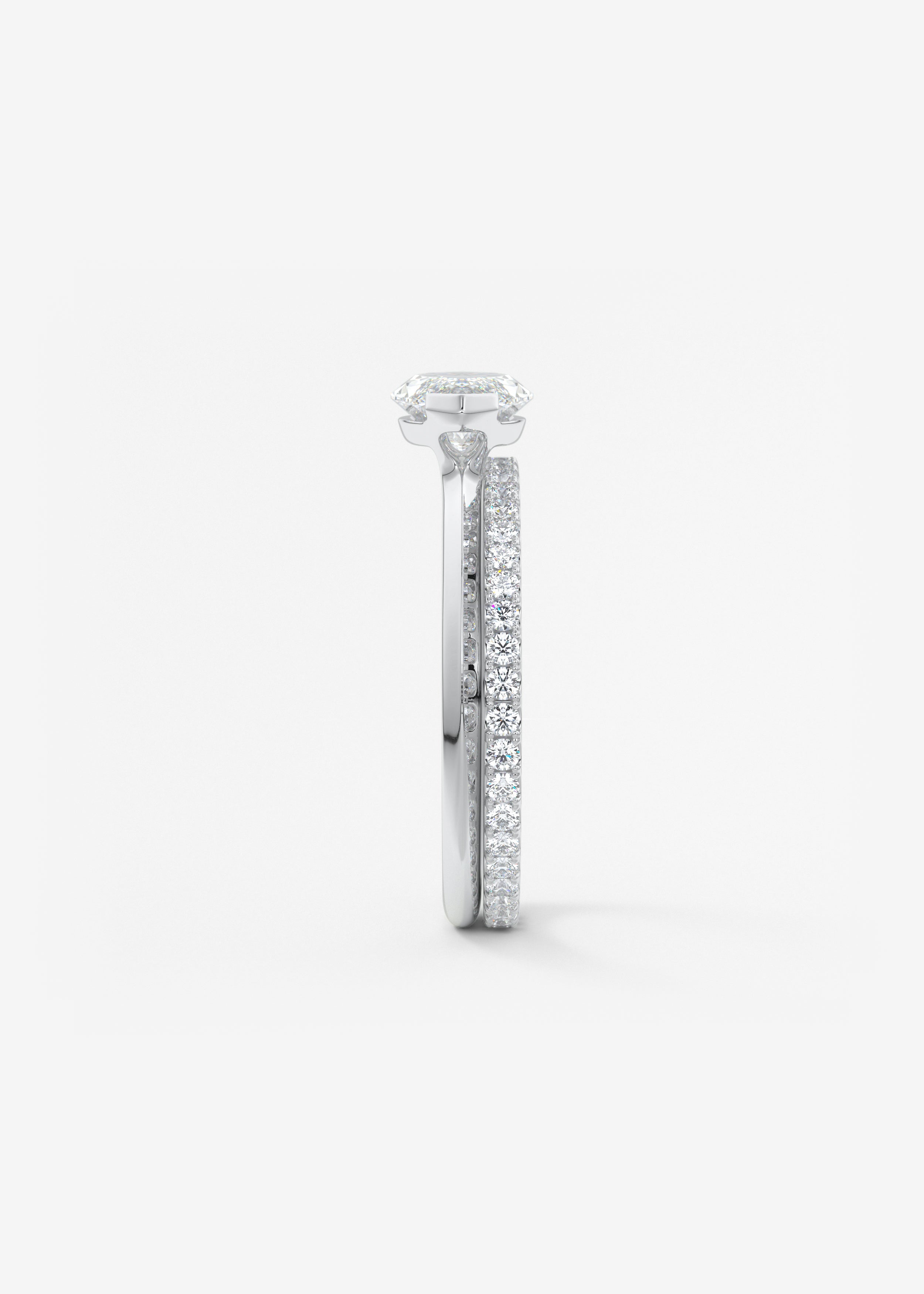 Marquise East West Half Bezel Lab Grown Diamond Engagement Ring