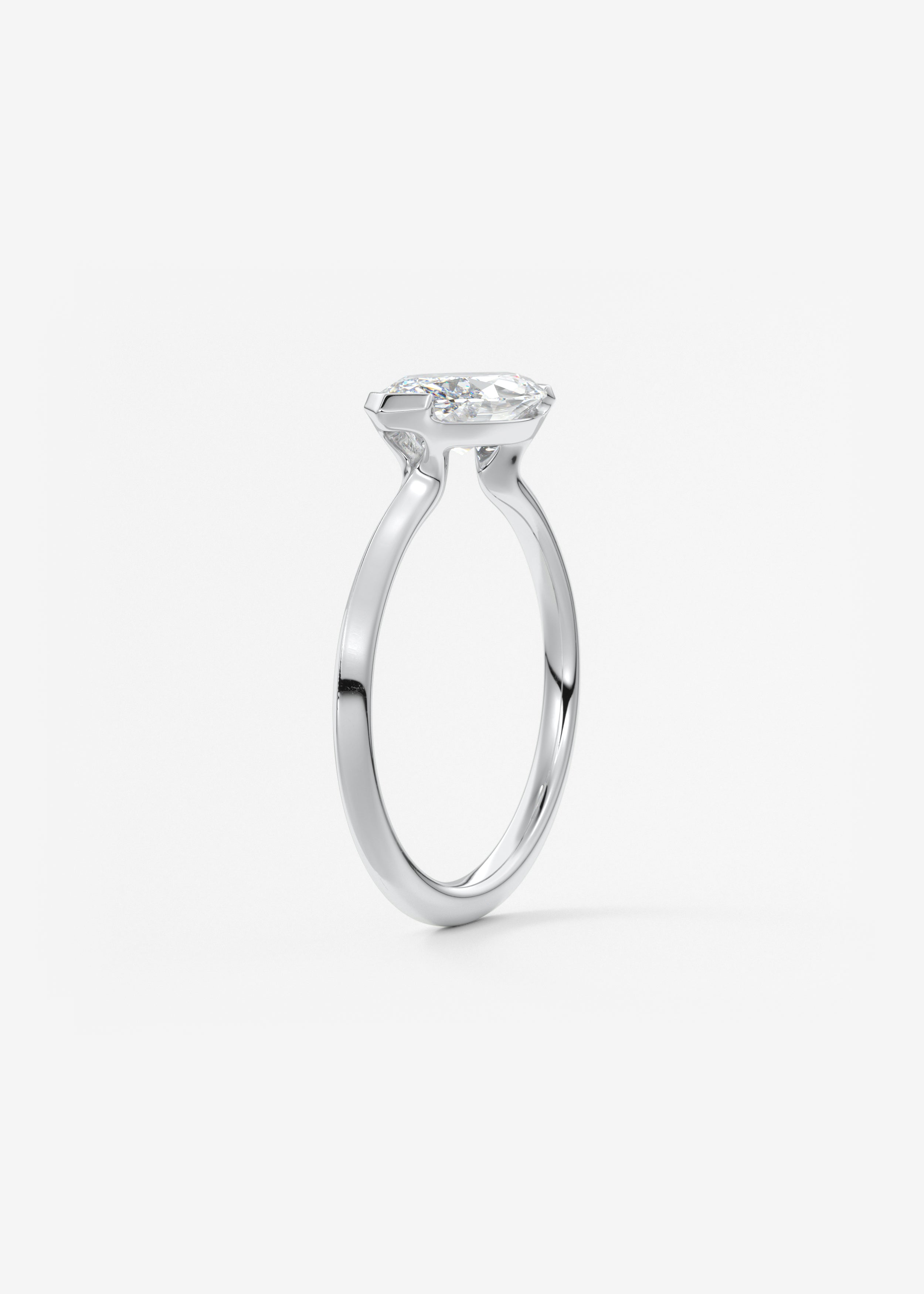 Marquise East West Half Bezel Lab Grown Diamond Engagement Ring