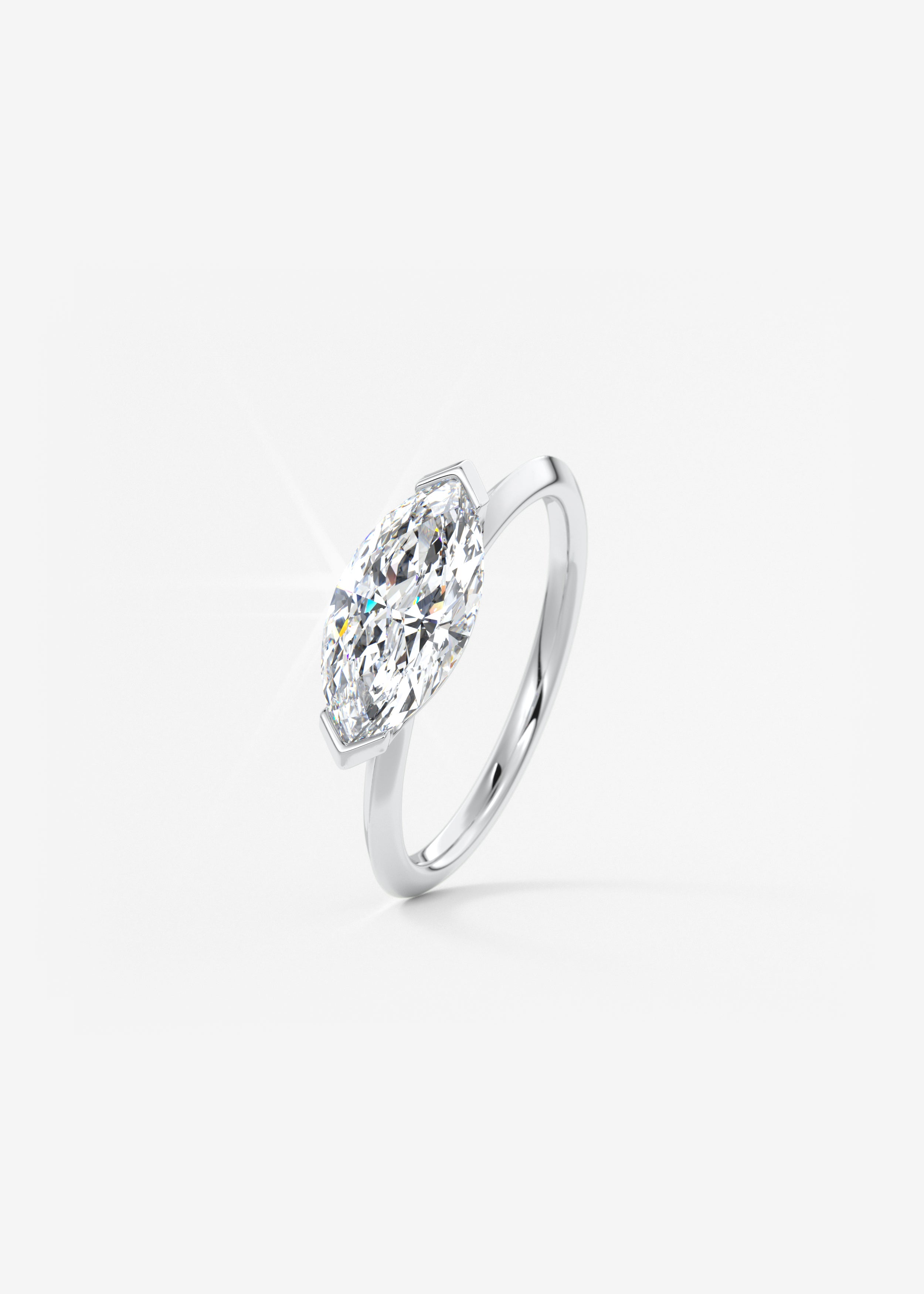 Marquise East West Half Bezel Lab Grown Diamond Engagement Ring