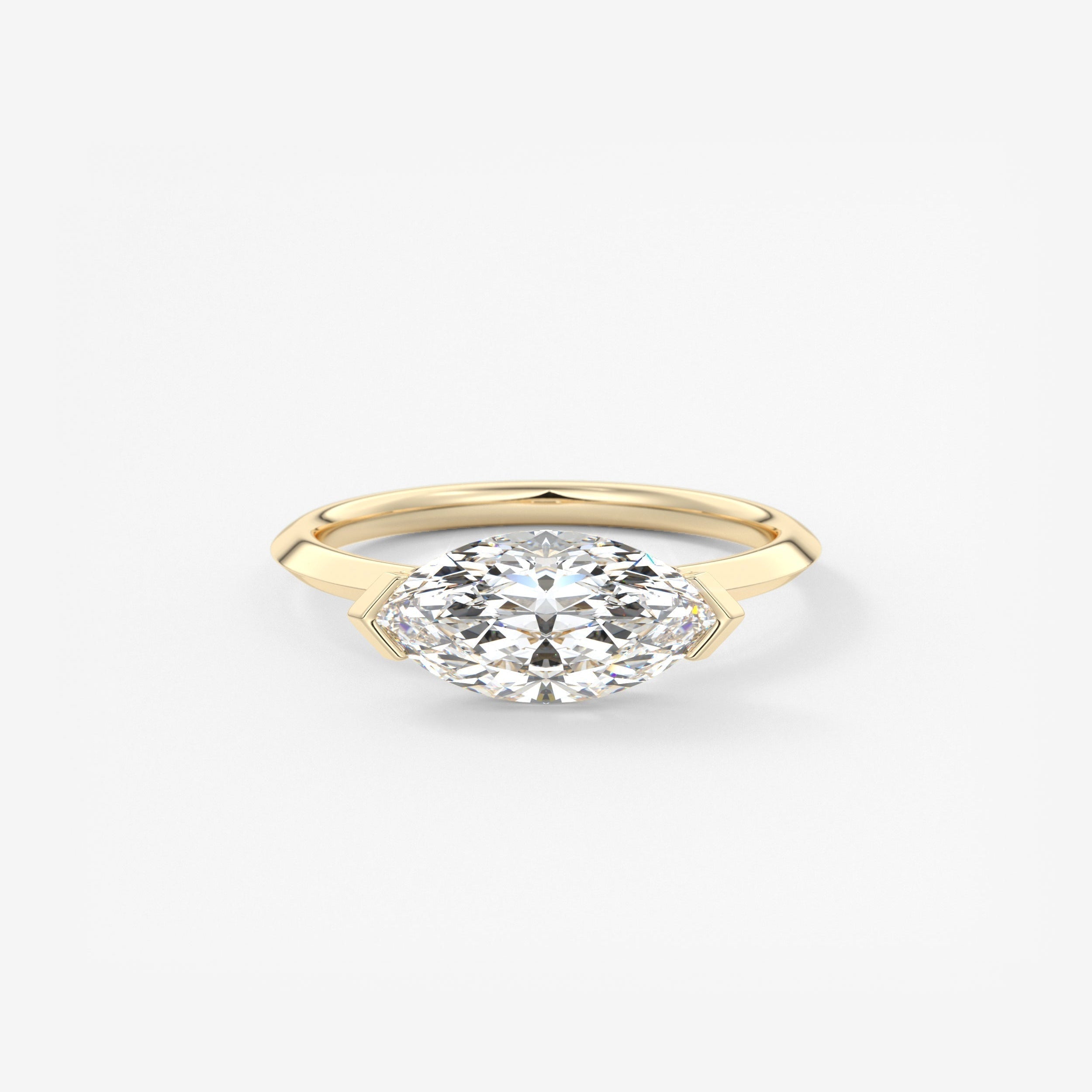 Marquise East West Half Bezel Lab Grown Diamond Engagement Ring
