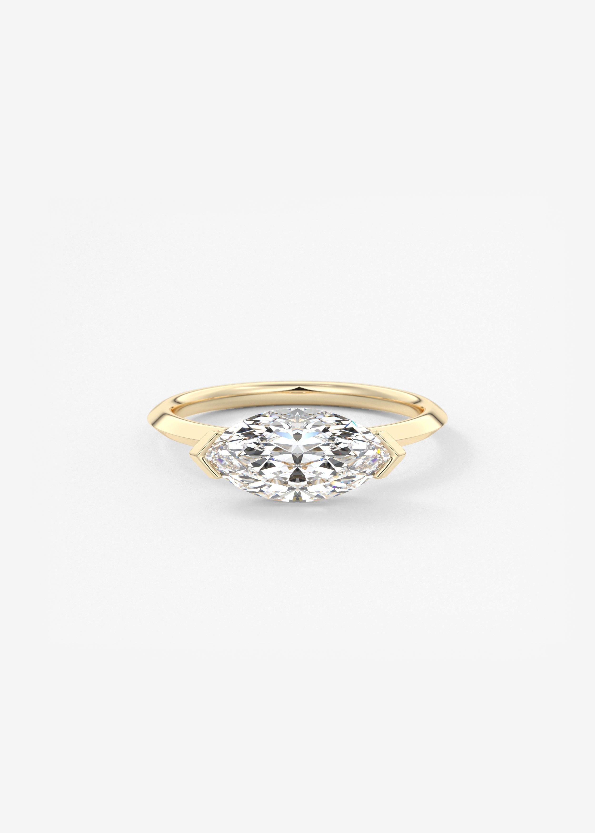 Marquise East West Half Bezel Lab Grown Diamond Engagement Ring