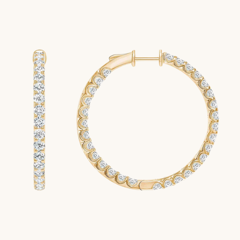 0.30 TCW Round Cut Moissanite Big Hoops Earrings in Gold 2