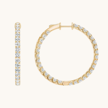 0.30 TCW Round Cut Moissanite Big Hoops Earrings in Gold 2