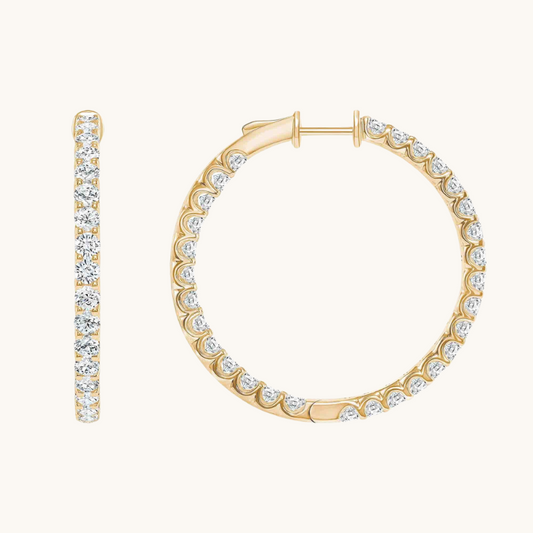 0.30 TCW Round Cut Moissanite Big Hoops Earrings in Gold 2