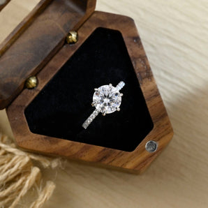 Stunning 3.5 CT Round Moissanite Engagement Ring with Hidden Halo & Pave Design