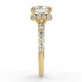 Stunning 1.0 CT Cushion Moissanite Engagement Ring with Hidden Halo & Pave Design 4