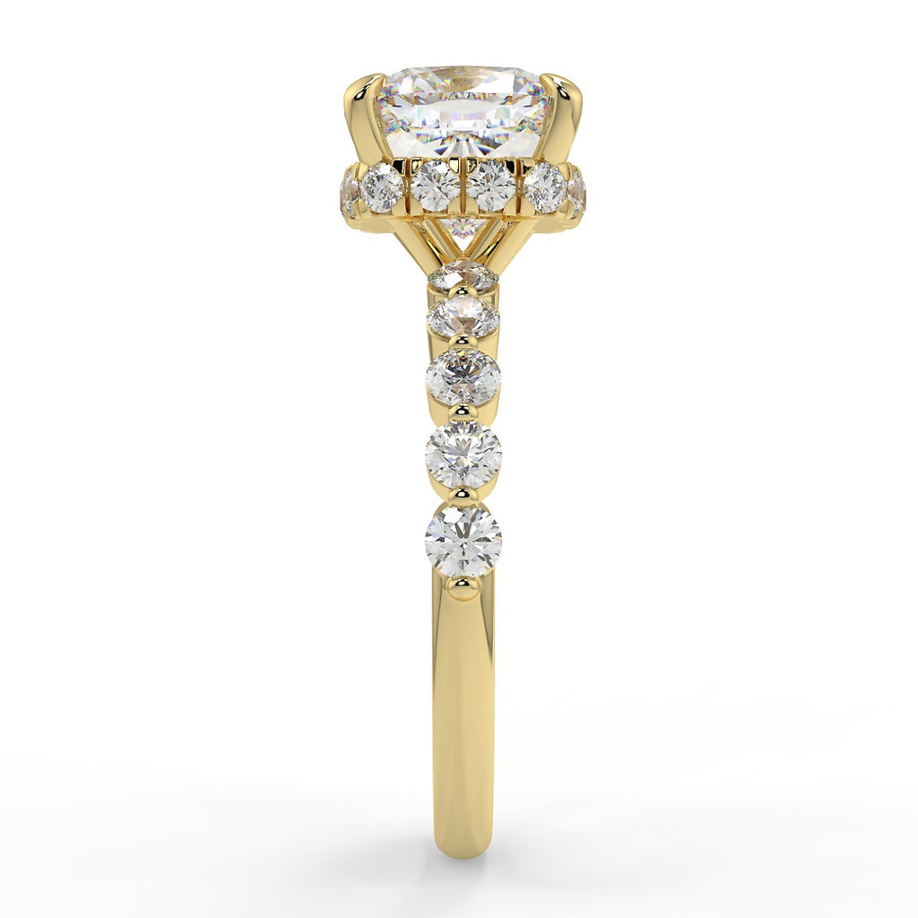 Stunning 1.0 CT Cushion Moissanite Engagement Ring with Hidden Halo & Pave Design 4