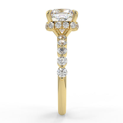 Stunning 1.0 CT Cushion Moissanite Engagement Ring with Hidden Halo & Pave Design 4