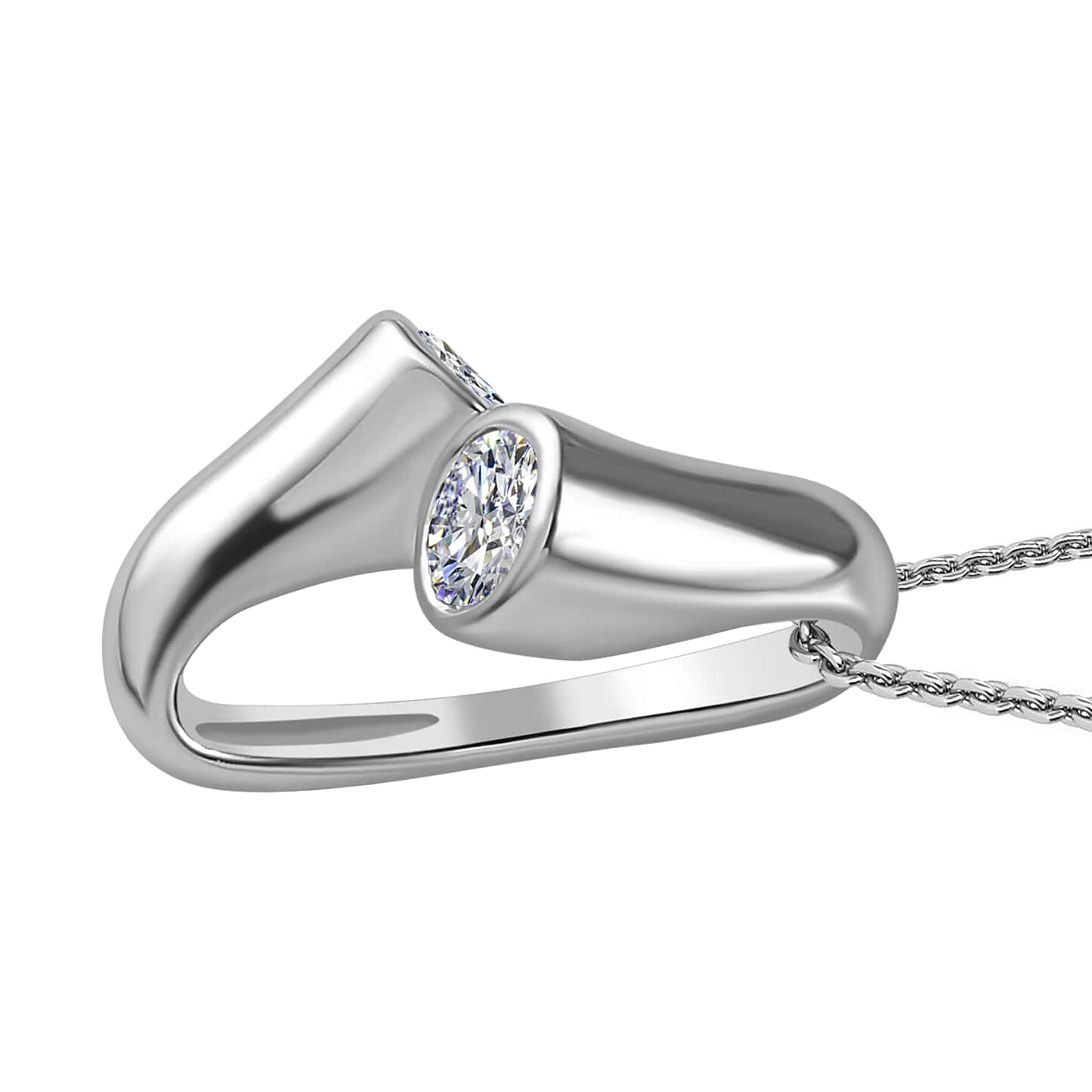 Round Cut Cubic Zirconia in 925 Sterling Silver Necklace 4